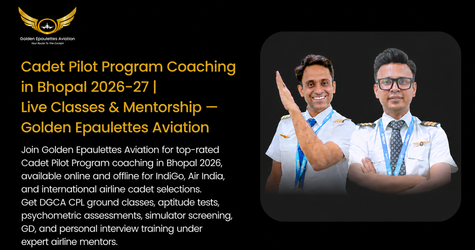 Cadet Pilot Program Coaching in Bhopal 2026-27 | Live Classes ...